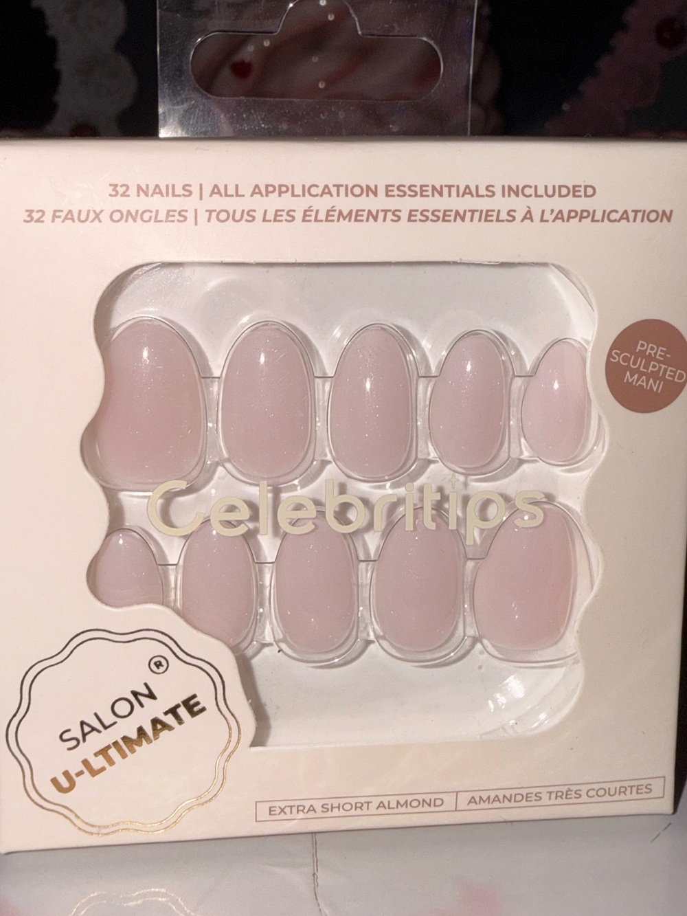 Celebritips Salon U-Ltimate Extra Short Almond Press-On Nails - Petal Gloss